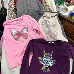 Pink and Purple Long Sleeve Tees with Graphic Designs